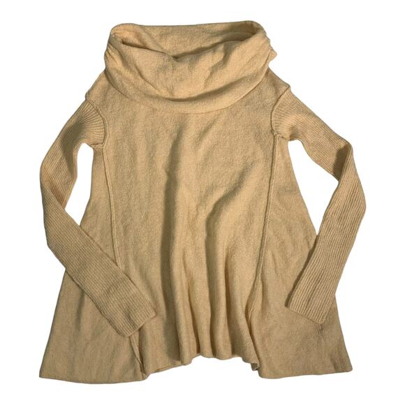 Free People XS Cowl‎ Neck Sweater Cream Light Yellow Stretchy Soft Lagenlook EUC - Picture 3 of 10